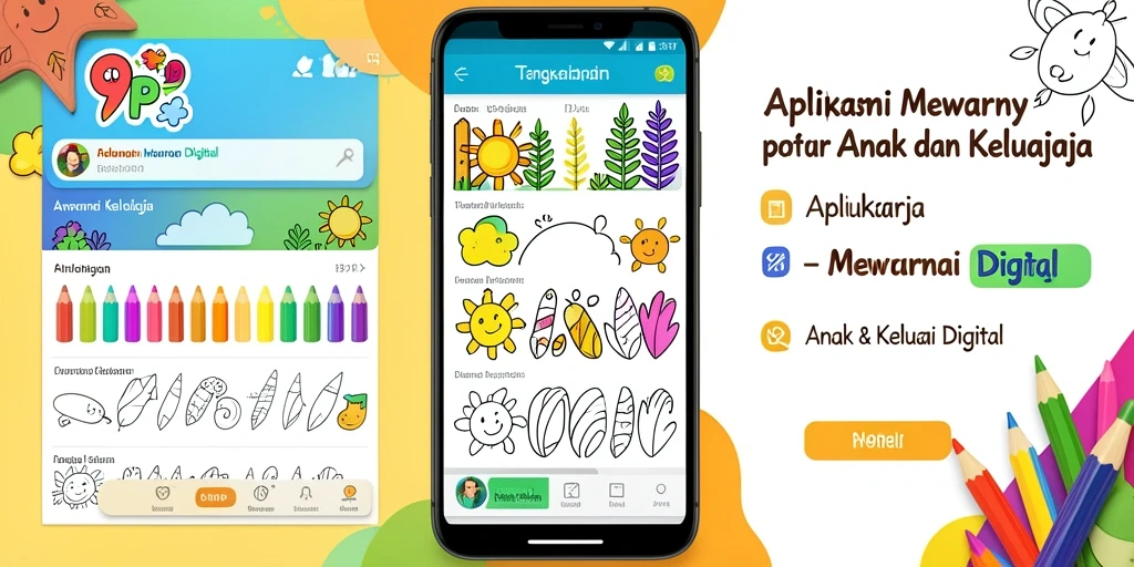 Tampilan antarmuka aplikasi Mewarnai Digital 99RP yang ramah anak.