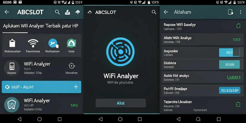 Antarmuka aplikasi ABCSLOT yang menampilkan analisis jaringan WiFi.
