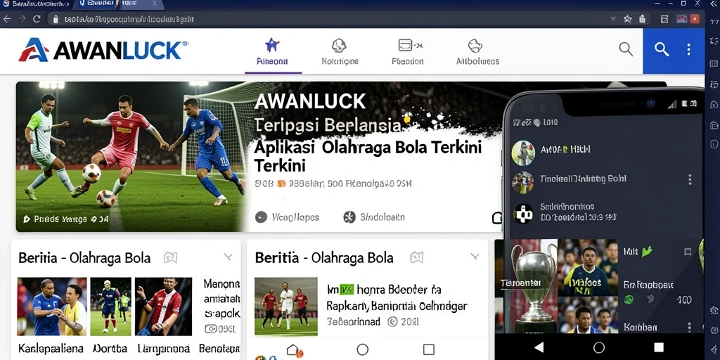 Antarmuka aplikasi AWANLUCK menampilkan berita olahraga bola secara menarik dan informatif.