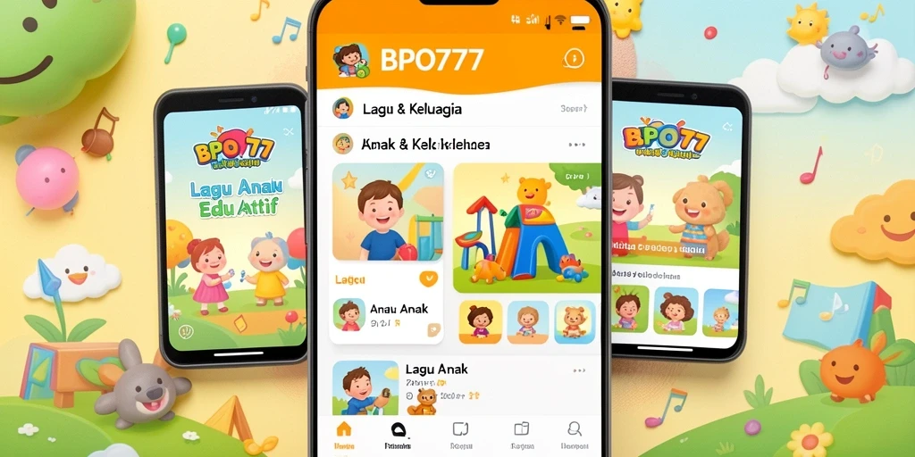 Antarmuka BPO777 dengan koleksi lagu anak yang ceria.