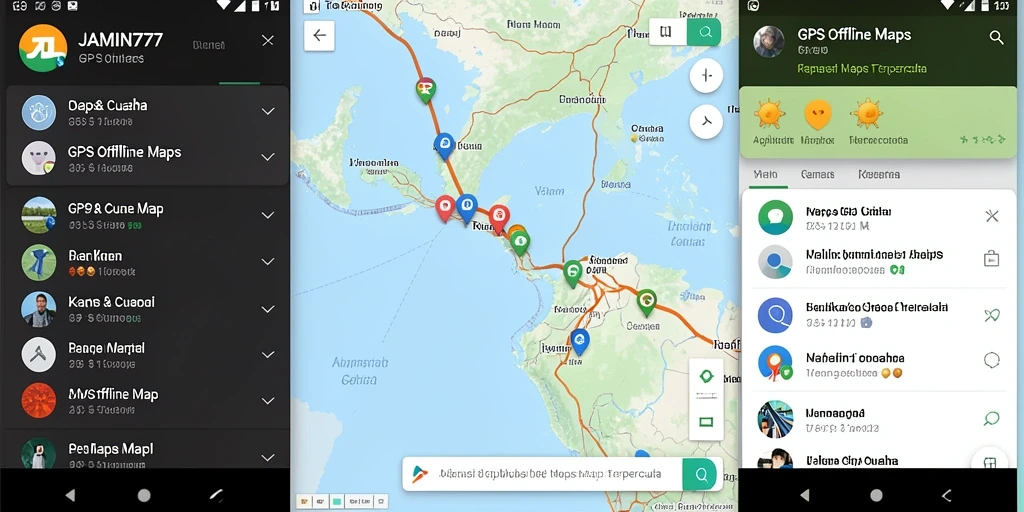 Tampilan antarmuka JAMIN777 dengan fitur peta offline yang user-friendly.