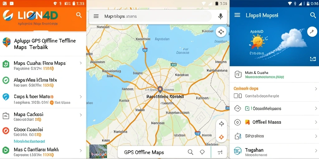 Antarmuka intuitif aplikasi GPS Offline Maps LION4D.