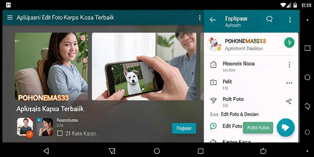 Tampilan utama POHONEMAS33 dengan fitur Edit Foto Kertas Kaca yang memukau.