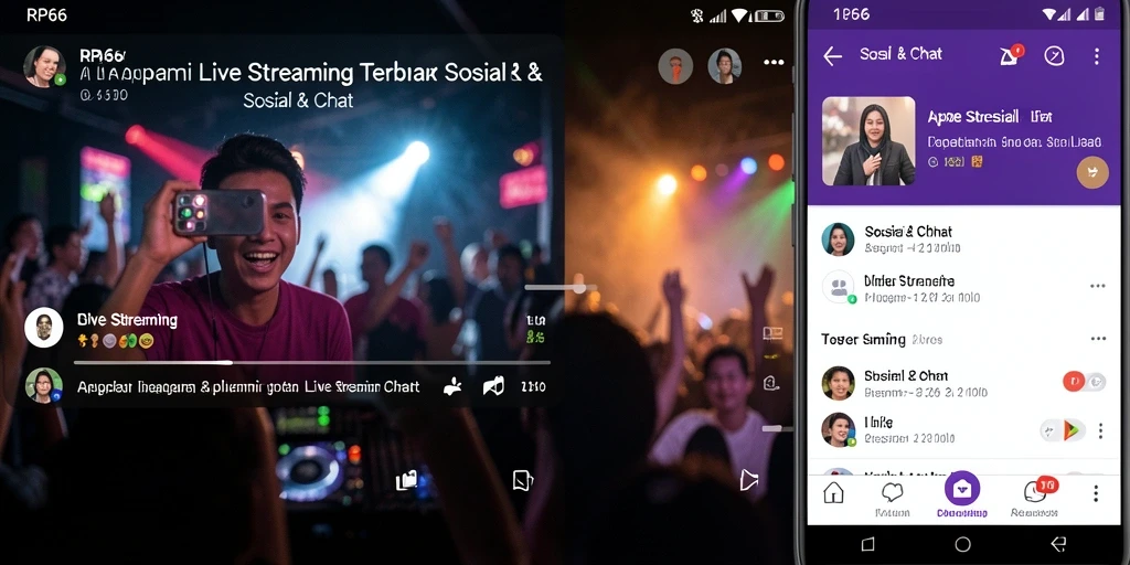 Tampilan utama aplikasi RP66 menunjukkan antarmuka Live Streaming yang interaktif.
