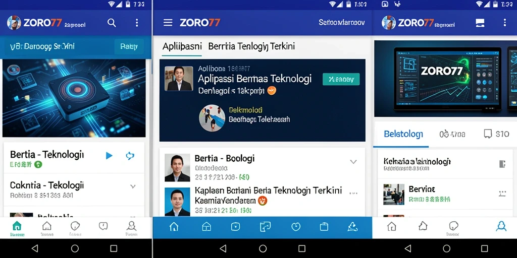 Tampilan antarmuka aplikasi ZORO77 yang modern dan fungsional.